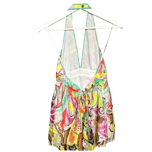 Milly Of New York Women's Multicolor Abstract Print Silk Halter Top Size 4 - Picture 2 of 10